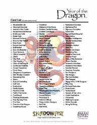 fancy color Shadowfist Year of the Dragon card checklist